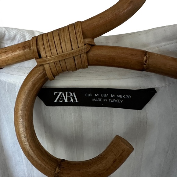 Zara | Tie Front Striped Button Front Tunic Top Size M - Picture 8 of 10